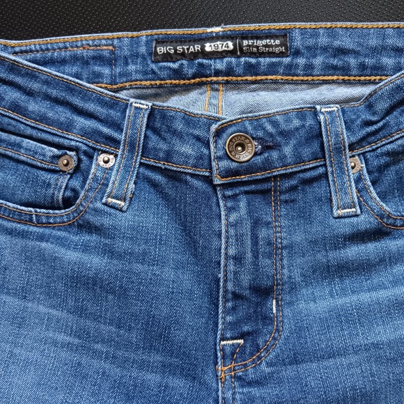 Big Star Denim - Big Star Brigette Slim Straight Jeans Womens 26L Blue Excellent Hemmed Stretch